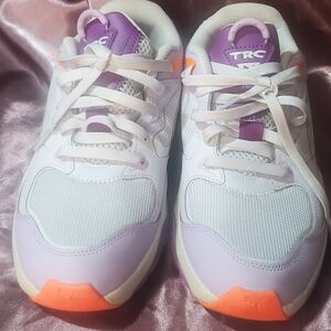 Puma Women's Sneakers - Purple and Orange Accents